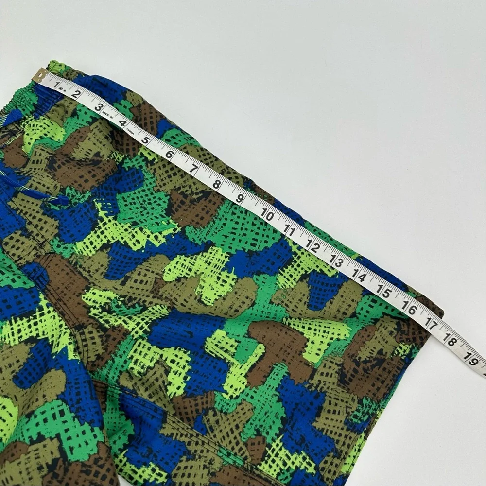 LL Bean Swim Trunks Boys Size 10 Mesh Liner Blue Green Print Beach Board Shorts